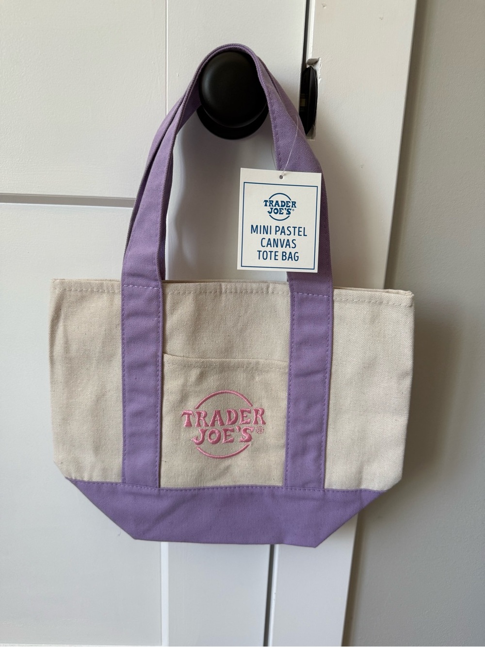 Trader Joe’s Mini Pastel Canvas Tote Bag - Lavender and Natural